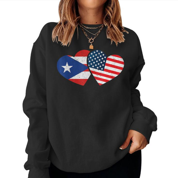 Half American Puerto Rican Girl Usa Puerto Rico Flag Boricua Women Sweatshirt