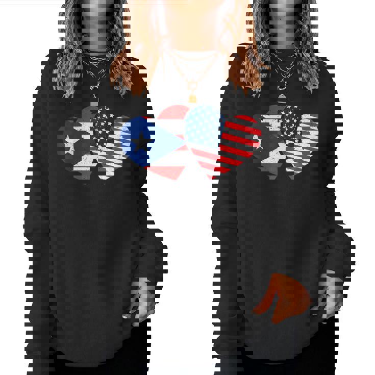 Half American Puerto Rican Girl Usa Puerto Rico Flag Boricua Women Sweatshirt