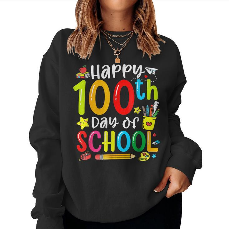 Happy 100Th Day Of School 100 Days Of School Teacher Student Women Sweatshirt