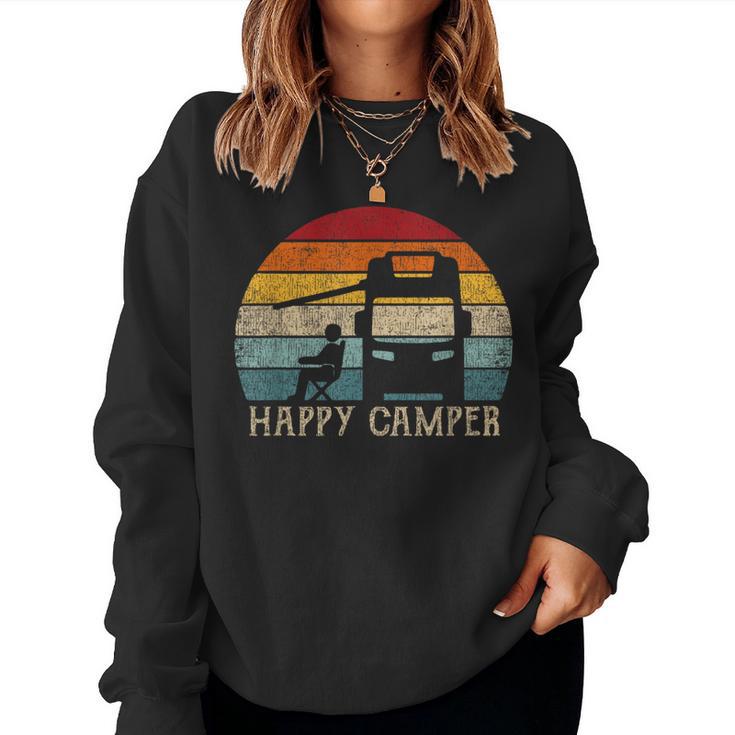 Happy Camper Rv Camping Retro Sun 70S 80S Women Sweatshirt