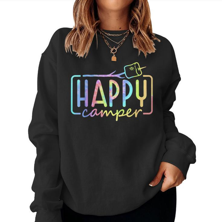 Happy Camper Tie Dye Rainbow Camping Hippie Girls Women Sweatshirt