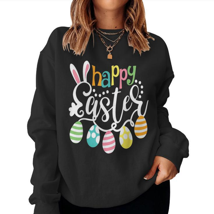 Happy Easter Bunny Rabbit Face Easter Day Girls Women Sweatshirt