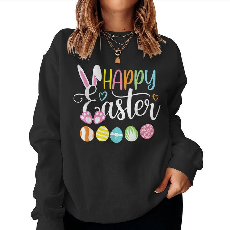 Happy Easter Rabbit Bunny Face Egg Easter Day Girls Women Sweatshirt