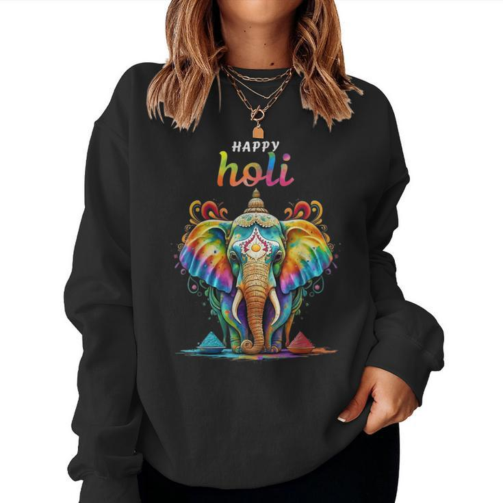 Happy Holi Festival India Hindu Colors Spring Woman Elephant Women Sweatshirt