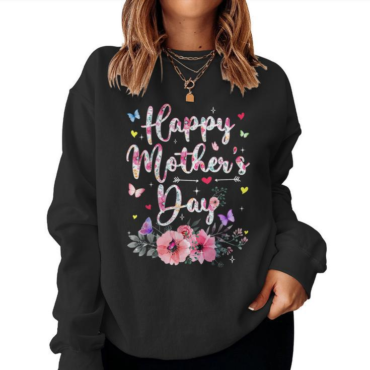 Happy Mother's Day With Floral Graphic Cute Women Sweatshirt