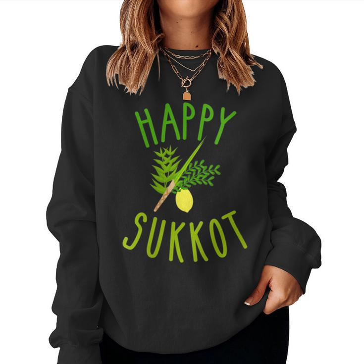 Happy Sukkot Four Species Jewish Holiday Israel Sukkah Women Sweatshirt