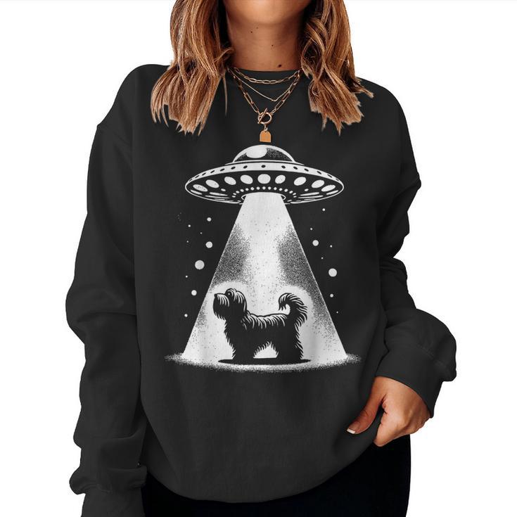 Havanesische Mama Papa Hund Lustiges Alien Ufo Sweatshirt Frauen