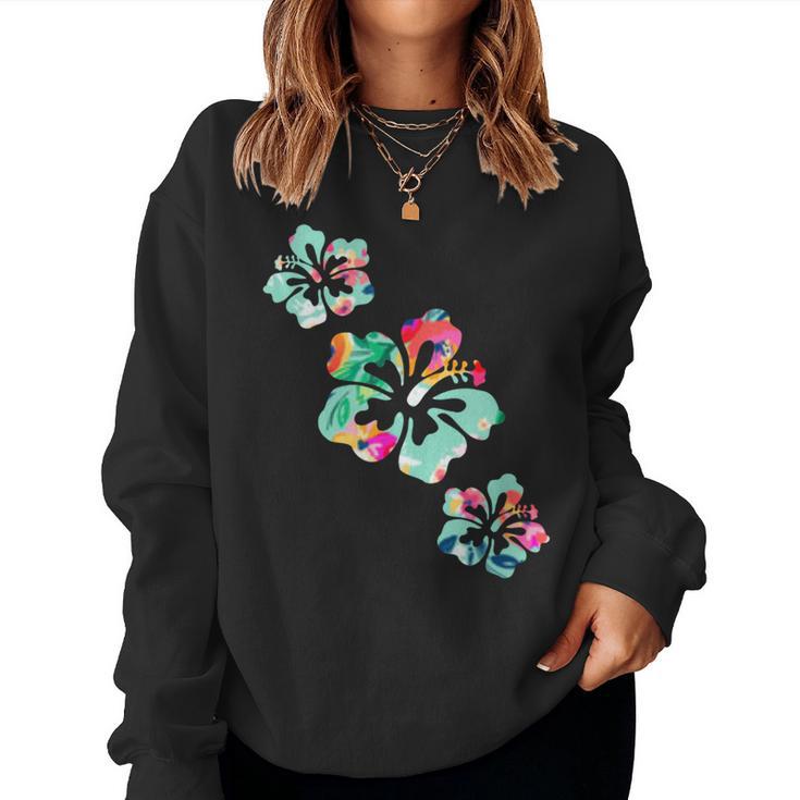 Hawaii Hibiscus Flower Hawaiian Surfer Style Vintage Floral Women Sweatshirt