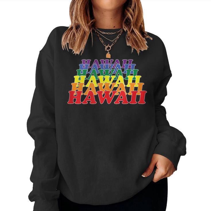 Hawaii State Gay Pride Rainbow Word Women Sweatshirt