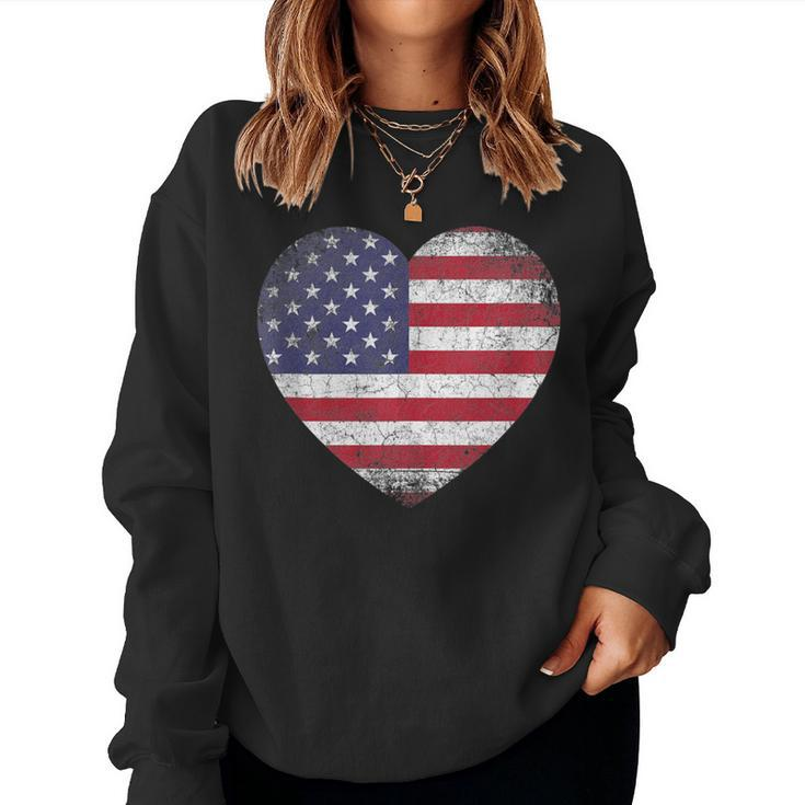 Heart Love 4Th Of July American Flag Usa America Mom Women Women Sweatshirt