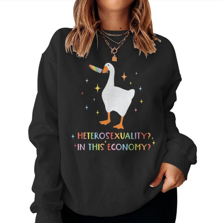 Heterosexuality In This Economy Lgbt Pride Goose Rainbow Women Sweatshirt