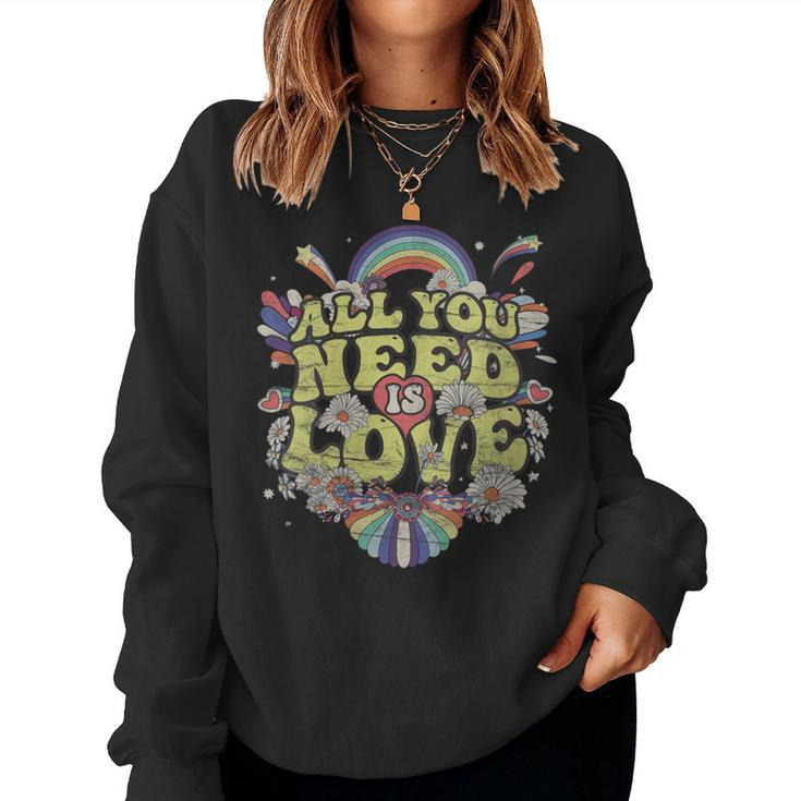 Hippie Peace Love Flower Power Retro Festival Protest Women Sweatshirt