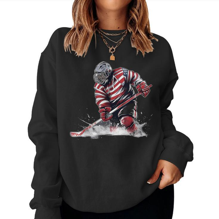 Ice Hockey Youth Puck Hockeyplayer Player Men Women Sweatshirt