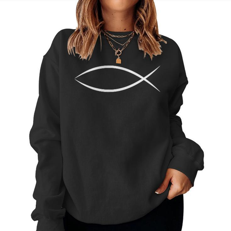 Ichthys Ichthus Jesus Fish Christian Symbol Women Sweatshirt