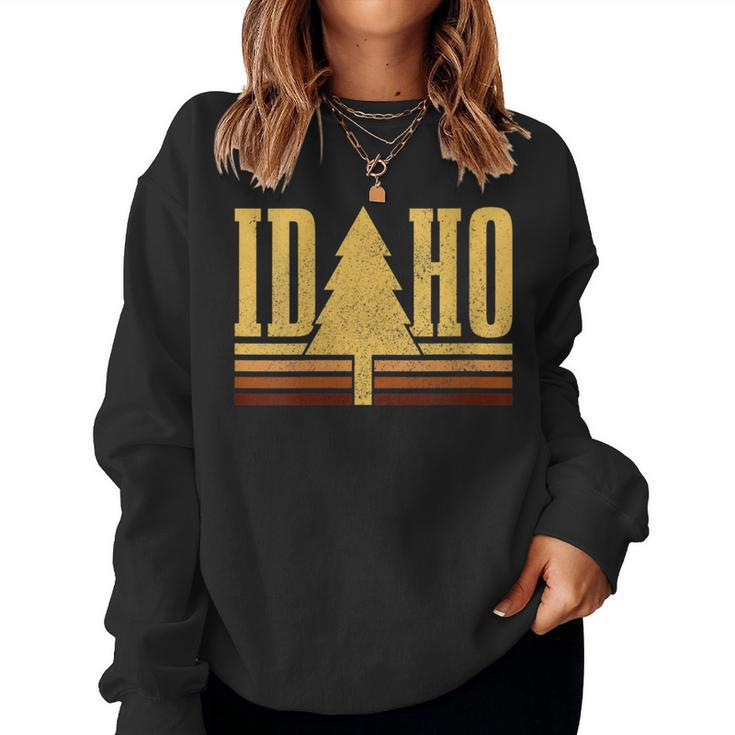 Idaho Vintage Tree State Pride Camping Hiking Idaho Women Sweatshirt
