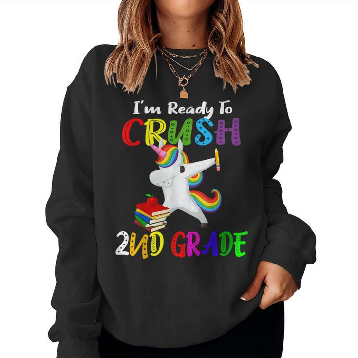 I'm Ready To Crush 2Nd Grade Second Grader Dabbing Unicorn Women Sweatshirt