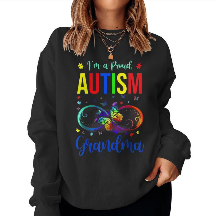 Infinity Im A Proud Grandma Autism Awareness Butterfly Women Sweatshirt