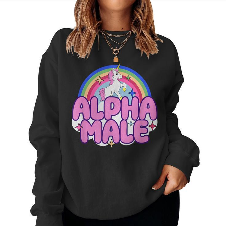 Ironic Alpha Male Unicorn Rainbow For Women Women Sweatshirt