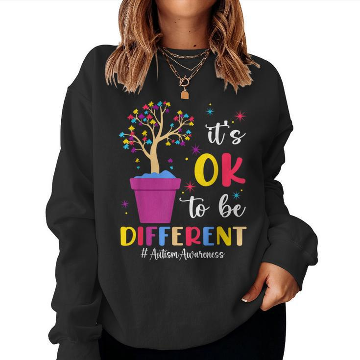 It's Ok To Be Different Plant Pot Autism Awareness Women Sweatshirt