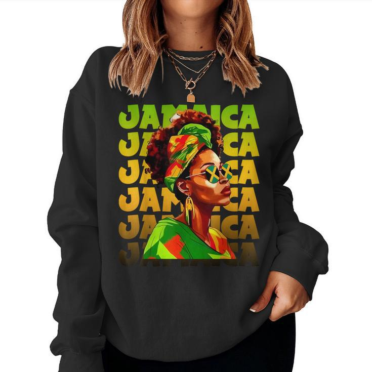 Jamaican Black Woman Melanin Jamaican Girl Afro Hair Pride Women Sweatshirt