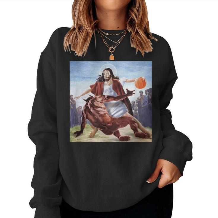 Jesus Crossing Up The Devil Christian Women Women Sweatshirt