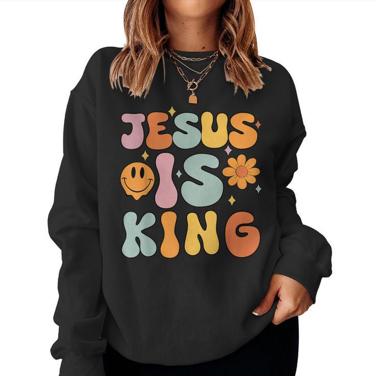 Jesus Is King Groovy Christian- Cute Toddler Girl Women Sweatshirt