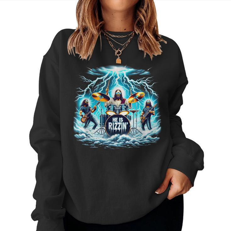 Jesus Has Rizzen He Is Rizzin' Vintage Christian Band Easter Women Sweatshirt