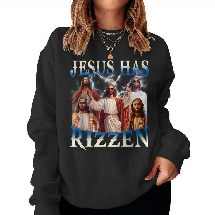 Jesus Has Rizzen Vintage Christian Jesus For Men Women Sweatshirt