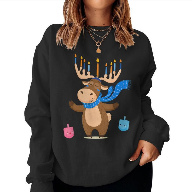 Jewish Moose Hanukkah Moose Girl Pajamas Women Sweatshirt