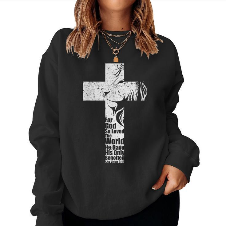 John 316 Christian Cross Lion Bible Verse Sayings Men Women Sweatshirt