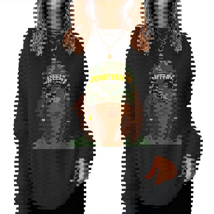 Junenth Black Woman Face Locs Camo Hat Women Sweatshirt