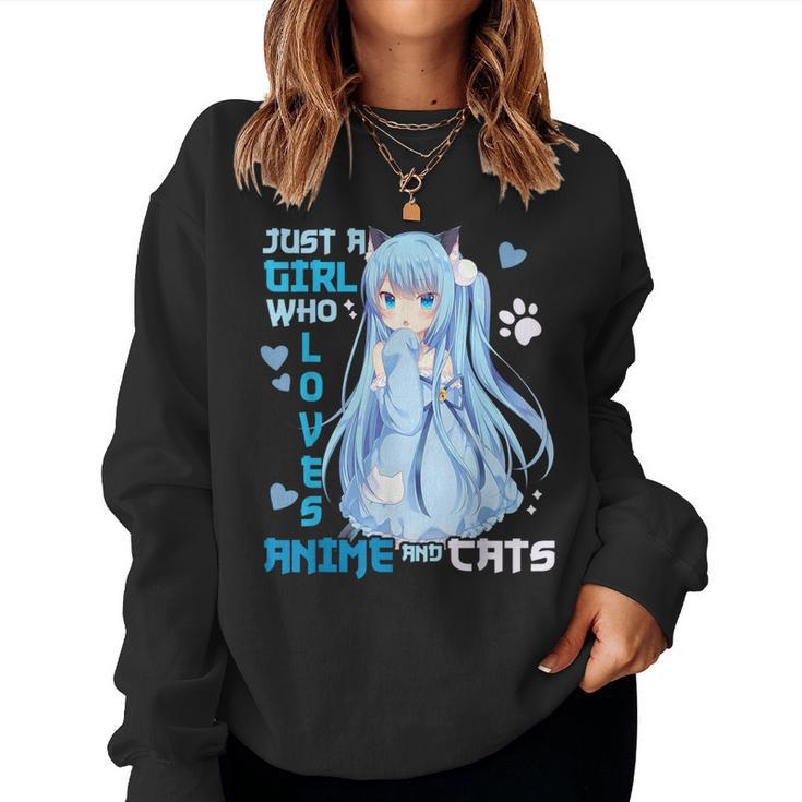 Just A Girl Who Loves Anime And Cats Kawaii Otaku Girl Women Sweatshirt