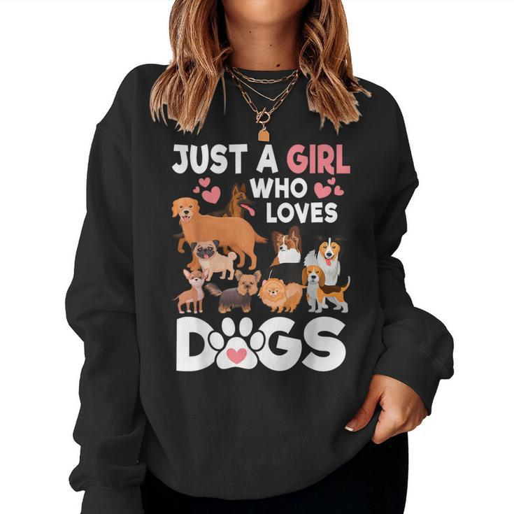 Just A Girl Who Loves Dogs Cute Dog Lover Women Sweatshirt