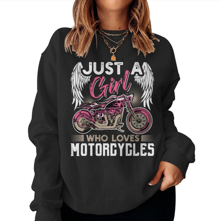 Just A Girl Who Loves Motorcycles Biker Women Sweatshirt