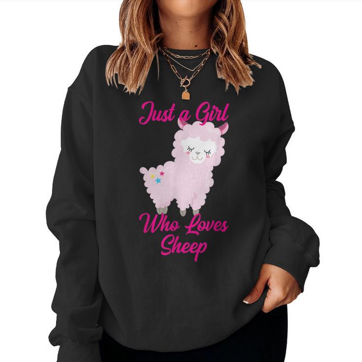 Just A Girl Who Loves Sheep Cute Pink Lamb Women Sweatshirt