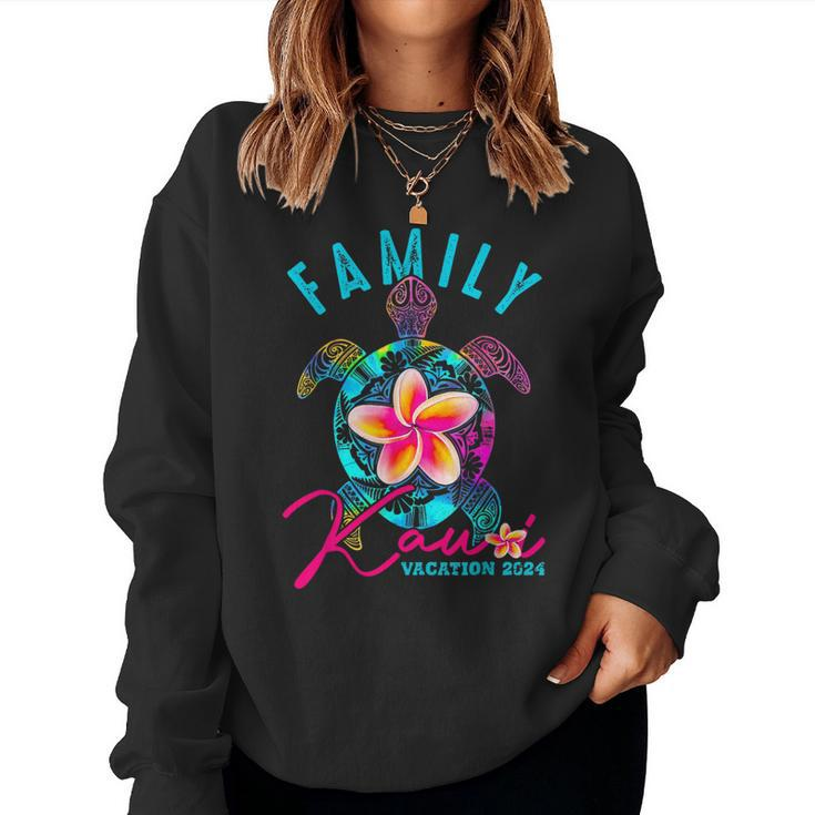 Kauai Hawaii 2024 Tie Dye Sea Turtle Theme Family Vacation Women Sweatshirt