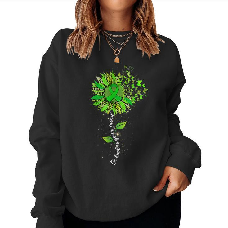 Be Kind To Your Mind Leopard Sunflower Mental Health Matters Women Sweatshirt