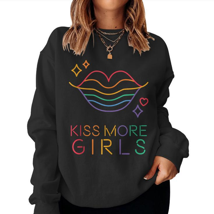 Kiss More Girls Lgbt Cute Lesbian Vintage Lips Pride Month Women Sweatshirt