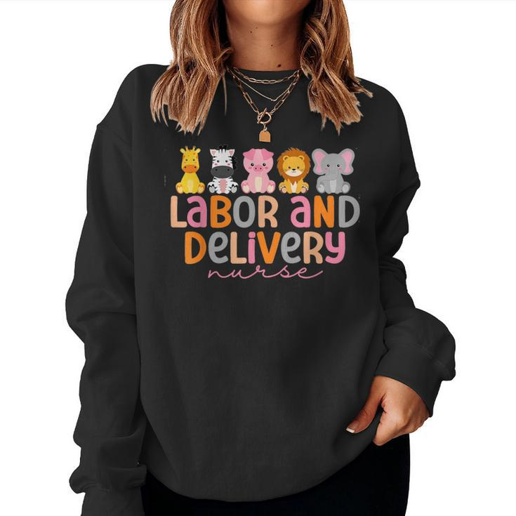 Labor And Delivery Nurse Safari Animals L&D Nurse Graduation Women Sweatshirt