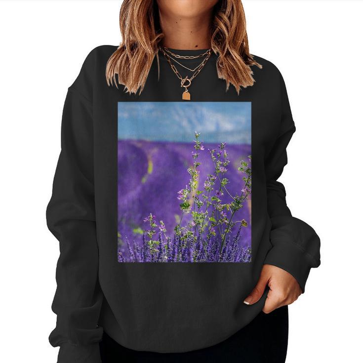 Lavender Purple Flower Field Women Sweatshirt