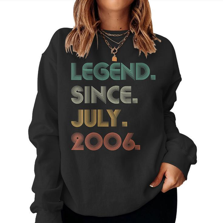 Legend Since July 2006 Vintage 18Th Birthday Boy Women Sweatshirt