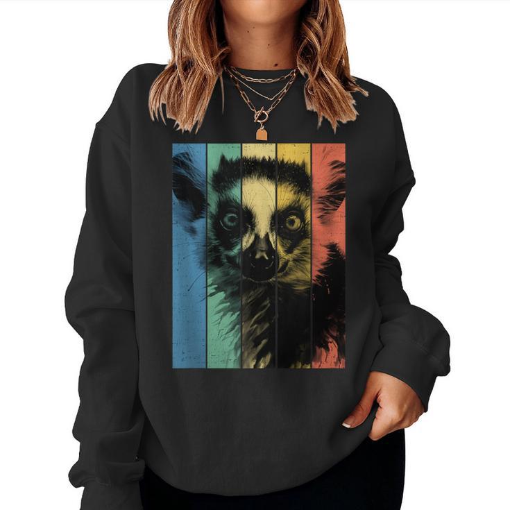 Lemur Porträtintage Stil Mama Papa Sweatshirt Frauen