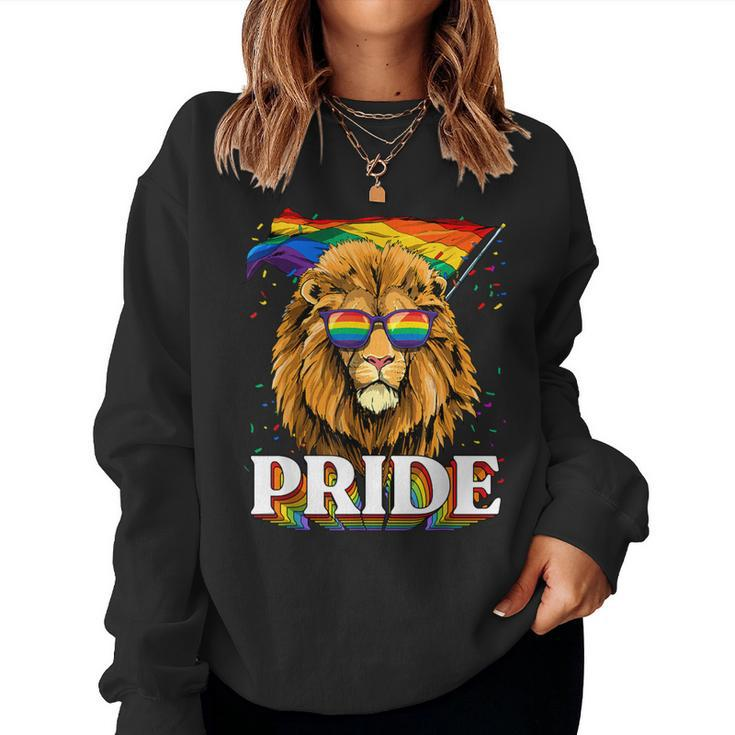 Lgbt Lion Gay Pride Lgbtq Rainbow Flag Sunglasses Women Sweatshirt
