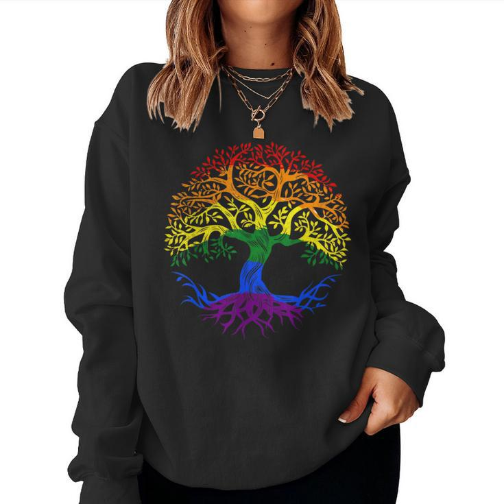 Lgbt Pride Month Tree Life Rainbow Gay Lesbian Women Sweatshirt
