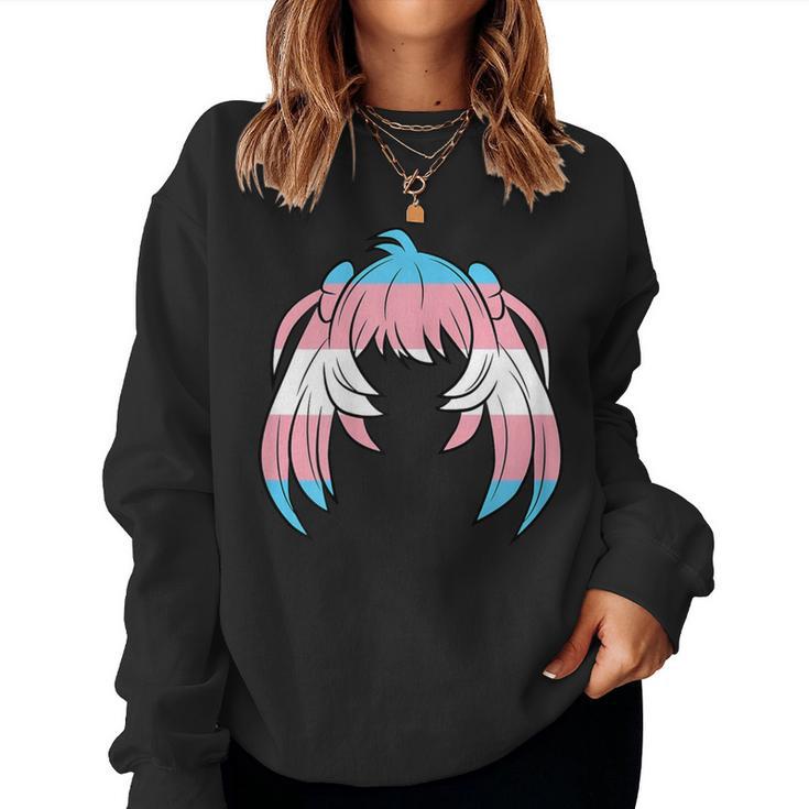 Lgbt-Q Anime Transgender Pride Japanese Girl Hair Women Women Sweatshirt