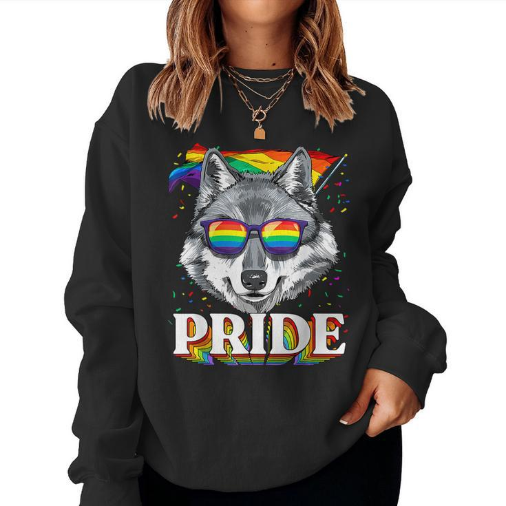 Lgbtq Pride Rainbow Wolf Pride Month Lgbt Wolf Lovers Women Sweatshirt