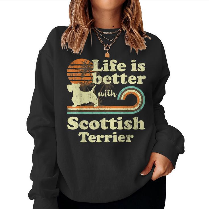 Life Better Scottish Terrierintage Hund Mama Papa Sweatshirt Frauen