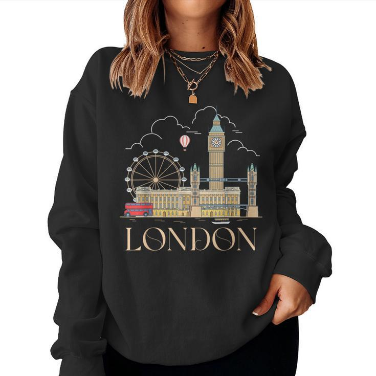 London Souvenir England Vintage City British Uk T- Women Sweatshirt