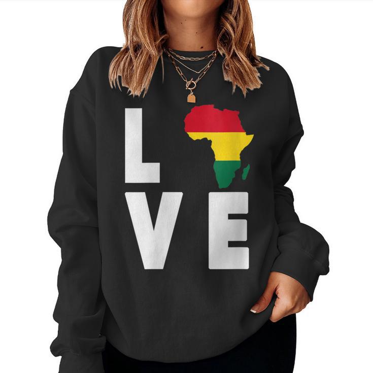 Love Africa Map Afrikan Pride African Diaspora Ancestry Ryg Women Sweatshirt