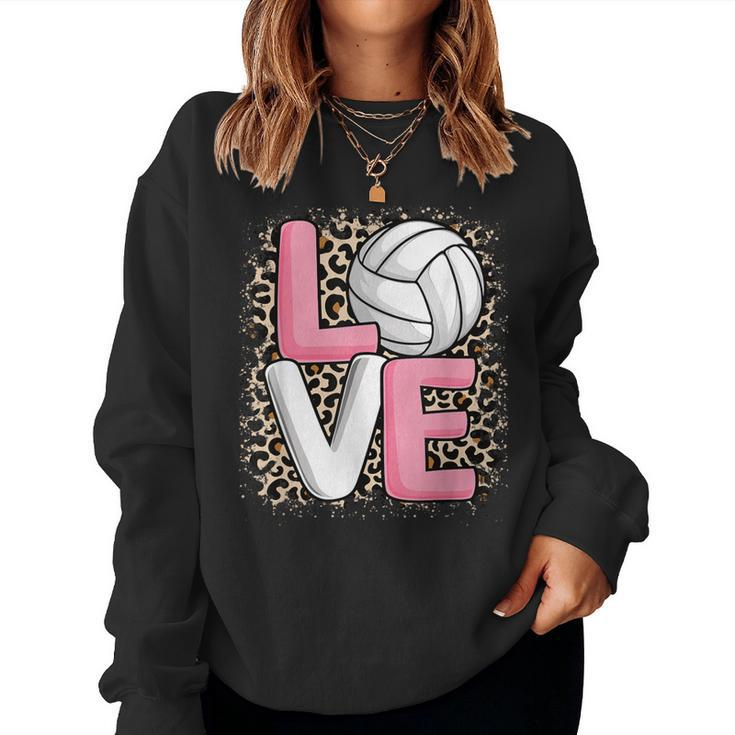Love Volleyball Leopard Print Girls Volleyball Lover Women Sweatshirt